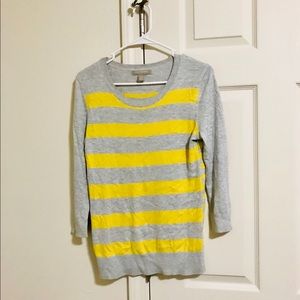 Banana Republic XS yellow gray striped sweater